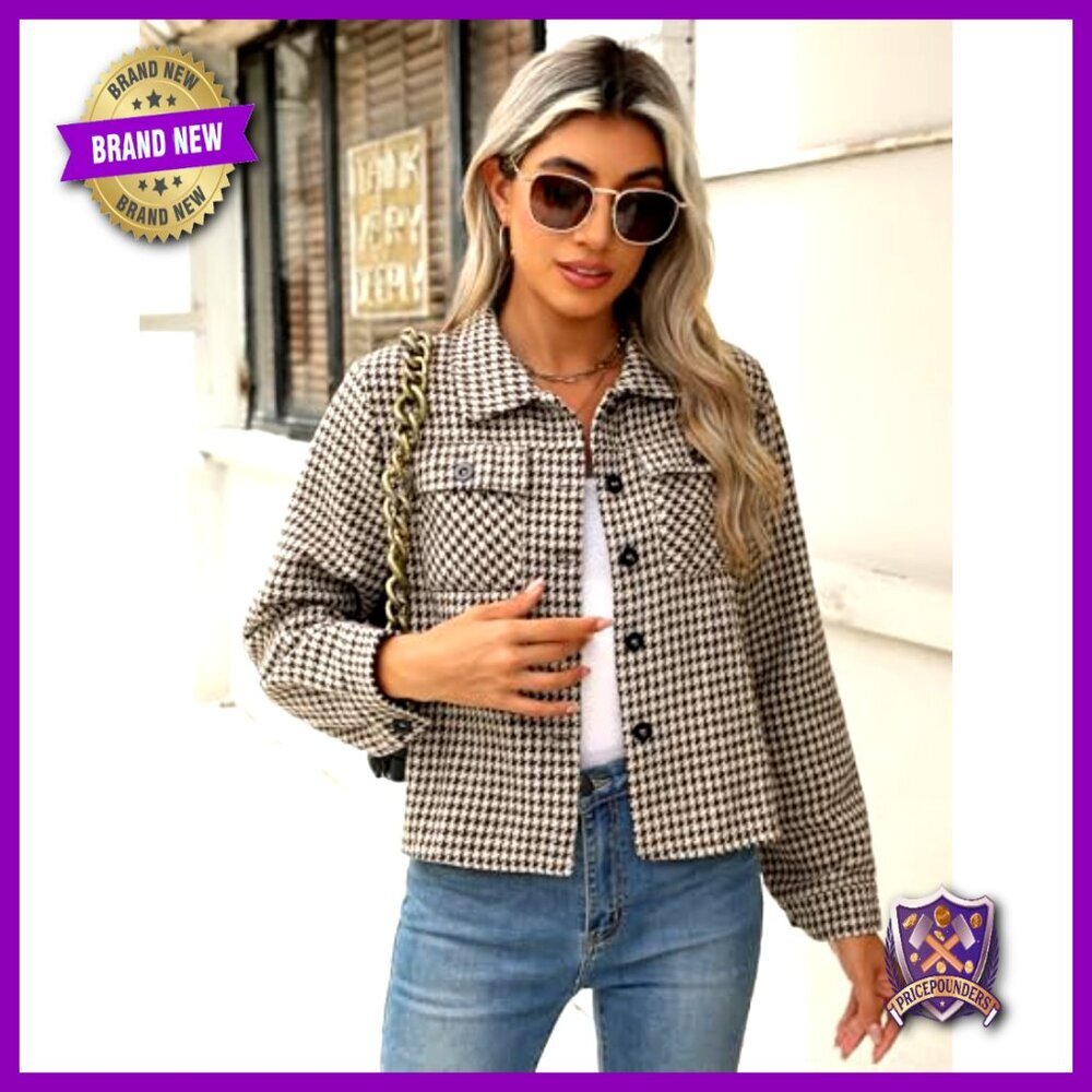 Cropped Flannel Shacket Jacket Plaid Button Down Vintage Y2K Chic Casual Tops - Picture 2 of 7